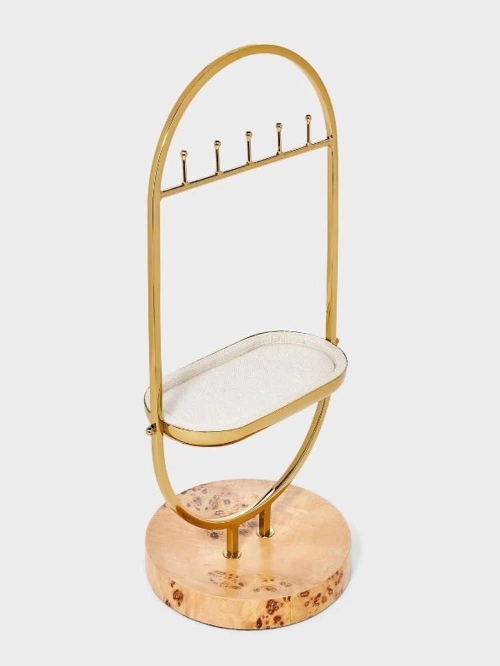 Oval Burlwood Standing Jewelry Organizer